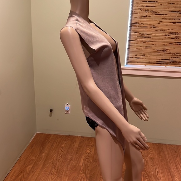 Adrienne Vitadinni Taupe Rayon Open Vest Size S - Picture 3 of 7